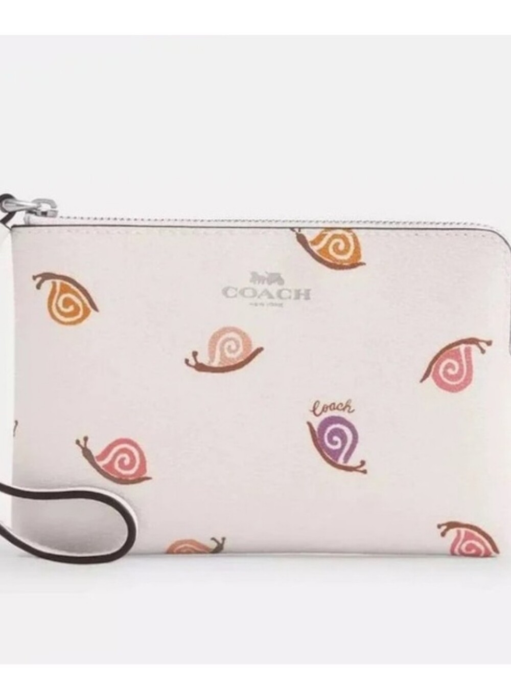 Coach Snails Corner Zip Wristlet Mini bag Wallet Card Holder CV286 Chalk Multi